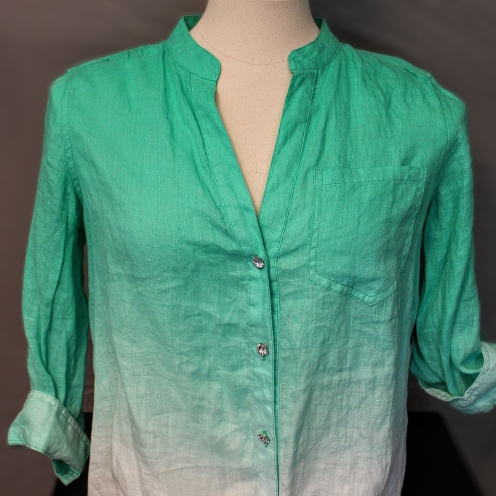 INC International Concepts Green Ombre Button Down Shirt